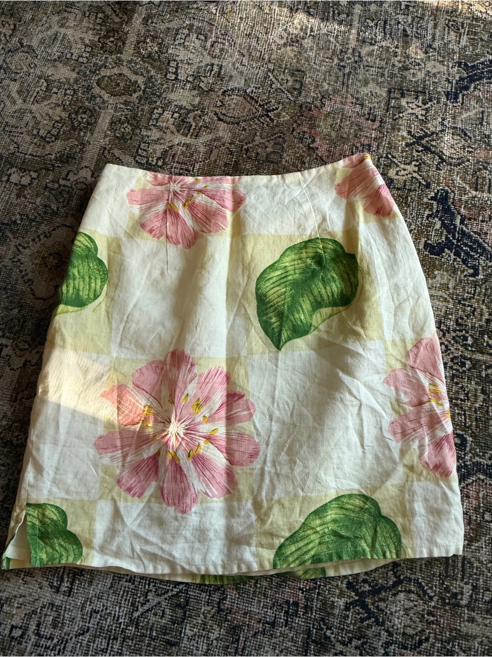 Silk club 100% linen tropical skirt size 10